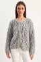 Women's Oversize Fringed Knitwear Gray Cardigan - 5
