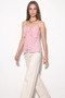 Women's V-Neck Bow Detailed Thin Strap Backless Gipe Pink Blouse - 3