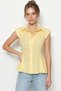 Women's Yellow Shirt with Waist Cut and Flounce Trim in Linen Texture - 2