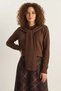 Women's Sweater with Scarf Accessories, Crew Neck Knitwear, Brown - 2