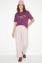 Women's Embroidered Text Embroidered Boat Neck t Shirt Purple - 3