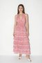Women's Halter Neck Gipeli Backless Layered Maxi Pink Dress