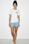 Women's Handcrafted Minimal Embroidery Detailed Premium Design Cotton T-Shirt White