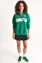 Women's Embroidered Half-Zip Polo Collar Embroidered Oversize Green Sweatshirt - 7