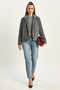 Women's Double-Breasted Collar Lined Jacket with Pocket Detail in Anthracite Cashmere - 3