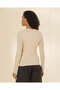 Women Beige Sleeve Button Detail Pullover - 3