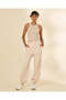 Women Ivory Active T-Shirt And Full Length Bottom Set - 2