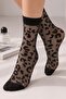 Women's Black Leopard Patterned Thin Transparent Wide Band Socks - 4