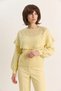 Women's Ruffled Openwork Detailed Balloon Sleeve Ribbed Knitwear Butter Sweater - 4