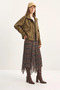 Women's Plaid Patterned Wrinkled Effect Lined Midi Chiffon Skirt De Khaki - 2