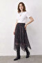 Women's Ethnic Patterned Asymmetrical Cut Lined Anthracite Skirt - 3