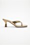 Women's Blunt Toe Flip Flop Heeled Slippers Sandals Gold - 2