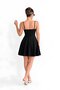 Black Skater Mini Dress |   Square Collar with Flounce Cut at the Waist |   Flexible Interlock Knitted Fabric - 2