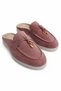 Liora Powder Genuine Leather Suede Women's Loafer Mule Slippers with Gold Accessories - 8