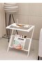 Multifunction Glass-top Sofa Side Table Accent End Table with Magazine Rack Bedside Nightstand Z Shaped Coffee Table Display Stand for Bedroom Living Room Small Space 50x37x57 cm