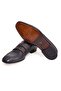 Dark Blue Color Laceless Genuine Leather Men's Shoes - 3