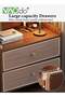 Nightstand with 2 Drawers, Modern Bedside Table with Open Wood Shelf, Minimalist Side Table, End Table Easy to Assembly for Bedroom Living Room Small Space Brown - 5