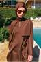 Windbreaker Detailed Long Swimming Suit Brown - 5