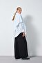 Women's Blue Oversize Poplin Shirt with Scarf 31087