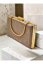 Rosegold Striped Laser Patterned Women's Evening Dress Bag Wedding Engagement Graduation - 5