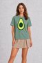 Minimalist Avocado Art T-Shirt Print - Green - 3