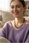 Handmade Broken Amethyst Natural Stone Special Design Necklace with Heart Detail - 2