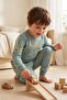 Boys Dinosaur and Safari Animals Print Long Sleeve Bottom Top Pajama Set - 3