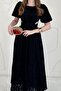 Black Balloon Sleeve Belted Dress - 2