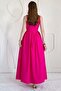 Fuchsia Zippered Thick Strap Linen Dress - 4