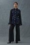 Black Garnished Pocket Shirt and Trouser Set