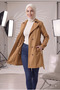 Women's Degaje Collar Half-Length Hijab Lined Belted Water Repellent Fabric Trench Coat Camel - 7