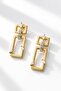 Crystal Stone Rectangular Dangle Earrings - 3