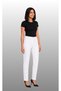 Women's Belted White, Navy Blue, Black Alpaca Fabric Doctor Nurse Medical Single Bottom Trousers - 2