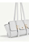Yennefer White Belt Buckle Detailed Rectangular Baguette Handbag & Shoulder Bag - 3