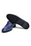Dark Blue Shilingir Dark Blue Color Laceless Genuine Leather Men's Shoes - 3
