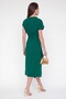 Women's Emerald Green Asymmetrical Cut Midi Event Dress with Accessory Detail - 5