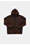 Regular Fit Hooded Plain Men's Brown Sweatshirt - 5