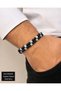 Men's Black Leather Bracelet – Stylish Double-Row Men's Bracelet with Blue Natural Stone Detail