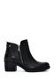 Women's Black Zippered Heeled Leather Boots Wf410009Dv