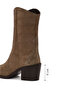 Women's Mink Printed Thick Heeled Suede Leather Cowboy Boots Wf170035Ds - 4