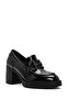 Women's Black High Thick Heeled Patent Leather Masculine Loafer Af45000212 - 7
