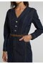 Slim Fit Straight Women's Dark Indigo Denim Long Sleeve Dress - 4