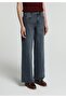 Wide Leg Fit Women's Blue Black Denim Jean Pants - 4