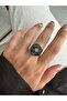 Gold Steel Anti-Tarnish Natural Stone Larvakite Ring - 2