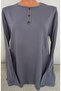 Er Clothing Paper Print Combed Cotton Blouse Long-Sleeve Crew Neck Grey - 2