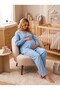 New Season Indigo Muslin Fabric Double-Breasted Tie-Up Nursing Feature Special Design Long Sleeve 100% Cotton Maternity Pajama Set - 2