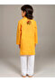 Boys Yellow Cotton Kurta with Printed Design - 3