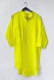Yellow Hakim Collar 3/4 Sleeve Buttoned Pocketed Slim Casual Cotton Woven Shirt Dress 85 59 - 2