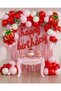 Strawberry Themed Birthday Decoration Set |   Happy Birthday Balloons + Balloon Chain + Backdrop Party Decoration - 4
