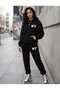 Hooded Tracksuit 2-Piece Combination Winter Patterned with Writing Ny Printed Women's / Men's Unisex Model
